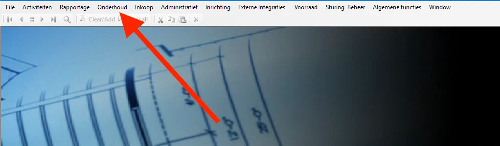 Het menu Onderhoud in Promesse